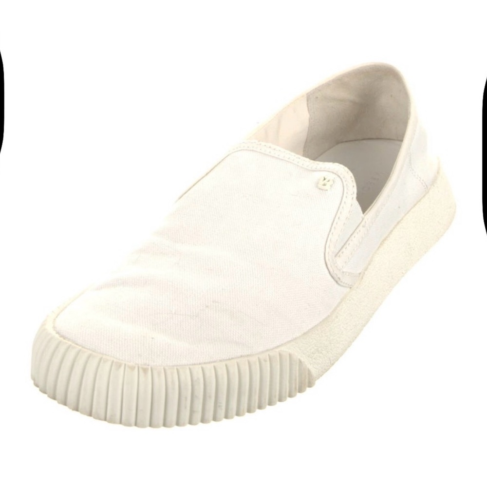 Veronica Beard White Slip-On Canvas Loafers
